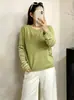 Blusa de tricô listrada de manga longa com gola redonda para mulheres plus size 2026 outono solta modeladora casual para mulheres plus size