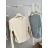 Camiseta Base Básica de Ombro Reto para Mulheres, Primavera 2026, Camiseta de Manga Longa Plissada Slim Fit Pura Desejo, Roupa Íntima para Figuras Petite