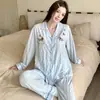 Pijama de Algodão Nuvem Feminino Primavera e Outono Dachshund Desenho Animado Cardigã Manga Longa Calça Longa Adolescente Roupas de Casa Atacado Transfronteiriço