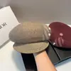 Sombrero de Pato de Algodón Cálido Otoño e Invierno para Madre Gorro de Punto Engrosado con Perlas Estilo Coreano Boina Rayada Sombrero de Lana