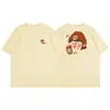 Camiseta Informal Sencilla Estampada de Manga Corta Estilo Japonés para Hombre, Camiseta Básica Exterior Diaria de Verano para Estudiantes Mujeres, Camiseta Blanca de Algodón Puro