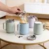 Taza portátil de acero inoxidable 304 con asa, forma de U, gran capacidad para beber directamente, adecuada para el hogar y la oficina, con diseño personalizado