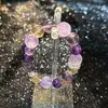Pulsera de Cristal Amatista Fuego Púrpura Qi Donglai Torre Amarilla Cristal Pulsera de Cristal Natural Cristal Púrpura Amarillo Original