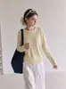 Camiseta larga de manga larga dulce y casual estilo coreano para mujer, holgada, fina, transpirable, cuello redondo, top exterior adelgazante