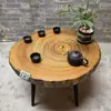 Mesa de Té de Madera de Alcanfor Talla de Raíz Madera Maciza Mesa de Café Pequeña Estilo Shaji B&B Sala de Estar Ventana Saliente Tatami Mesa Pequeña