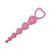 Fabricante de Produtos para Adultos Contas de Silicone em Formato de Coração Ânus Preto Plug Anal Feminino e Masculino Brinquedo Sexual Dropshipping