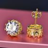 Pendientes de corona de diamantes de imitación de color D importados de Estados Unidos populares en TikTok, pendientes de diamantes de alto carbono Super Flash de 1 quilate