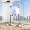 Cabide de Roupas de Aço Inoxidável de Chão Dobrável para Interior Casa Varanda Quarto Varal Retrátil para Secar Roupas e Colchas