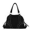 Bolso de mano transfronterizo estilo retro con tachuelas para mujer, nuevo bolso tote de moda 2026, bolso de mano simple de gran capacidad