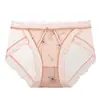 Novo Estilo Roupa Íntima Feminina Estampada de Seda Gelada, Renda Sexy, Malha Respirável, Forro 100% Algodão, Calcinha Doce para Meninas
