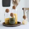 Botella de Vidrio de Borosilicato Alto con Tapón de Corcho, Recipiente Sellado para Té sin Plomo, Frasco para Especias de Cocina Doméstica, Botella para Almacenamiento de Granos