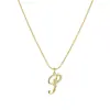 Collar de Cadena de Serpiente Redonda con Colgante de Letra de Aleación Incrustada con Circonita, Letras del Alfabeto de Aleación Transfronteriza Europea y Americana, Colgante de Letra de Aleación, Grabado de Letra Simple Creativo