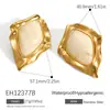 Pendientes de Acero de Titanio Transfronterizos Yuhui, Estilo Retro, Forma Geométrica Irregular, Resina Chapada en Oro Real, Pendientes de Acero Inoxidable Impermeables