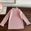 Suéter Básico para Niñas, Nuevo Estilo Primavera y Otoño, Tejido Elegante con Borde de Volantes, Prenda Interior Infantil Versión Coreana