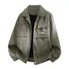 Chaqueta de pana con forro de polar para hombre, talla grande, transfronteriza, patrón invernal desgastado, marca de tendencia, de alta gama, corte holgado, con cuello, abrigo de algodón