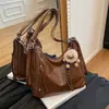 Bolsa retrô de grande capacidade para o dia a dia para mulheres, nova bolsa de ombro transversal casual versátil e na moda, mochila de dupla alça multiuso