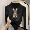 Y2132# Camiseta básica de gola alta para meninos e meninas inverno veludo alemão forrada com fleece espessada grande infantil manga longa moda