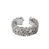 Anillo de Apertura Sencillo Dulce Rosa Full Diamante para Mujer Lujo Ligero Gama Alta Nicho Personalizado Sencillo Versátil Elegante
