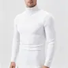 Suéter de Cuello Alto para Hombre 2026 Otoño Invierno Color Sólido Corte Ajustado Talla Grande Manga Larga Jersey de Punto Casual Cálido Capa Base