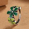 Estilo coreano resina epoxi fresca flor verde estilo Mori colegial moda elegante en línea anillo rojo de alta calidad