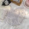 Ropa interior de seda de hielo para mujer, de algodón, antibacteriana, con entrepierna a media cintura, de encaje, sexy, fina y sin costuras