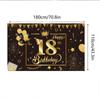 Amazon Nueva Tela de Bandera Tema Negro Dorado Decoración de Cumpleaños Banner Feliz Cumpleaños Fondo de Fotografía Tela de Bandera