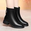 Botas de cuero para mujer, cómodas y a la moda, cortas, combinables, de cuero suave, con suela suave y tacón grueso, cálidas para invierno.