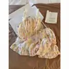 Conjunto de Camisola de Algodón Nube Estilo Dulce de Princesa para Mujer Correas de Encaje con Flores Estampado de Dibujos Animados Se Puede Usar Afuera o en Casa Dos Piezas