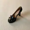 Mocasines de Estilo Retro para Viajar, Zapatos Pequeños de Cuero Versátiles para Mujer, Nuevo Estilo Otoño Tacones Altos Negros con Tacón Grueso y Lazos