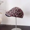 Gorra de béisbol vintage con estampado de leopardo para mujer, gorra de béisbol de felpa para otoño/invierno, boina reversible de moda