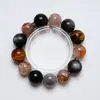 [Amor Leve] Pulseira de Cristal Super Sete Preto Dourado Natural Feminina Mais Fácil de Combinar Pulseira Clareadora Lua Cinzenta Atacado