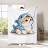 Fabricante Especializado em Vendas Best-Sellers de Gato Desenho Animado Fushandi Tubarão Gato Manta de Flanela Manta de Intervalo para Almoço Quatro Estações
