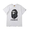 Camiseta holgada de pareja de marca de moda de estilo japonés transfronteriza al por mayor, camuflaje, cabeza de tiburón, cabeza de tigre, hombre-mono, bloques de color, luminosa