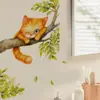 Adesivo de Parede Foto Gatinho Fofo Transfronteiriço Deitado no Topo da Árvore Quarto Sala de Estar Entrada Parede de Fundo PVC Autoadesivo Removível