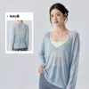 Top de yoga holgado para mujer, camiseta deportiva casual y estilizada, top de fitness ligero y transpirable de manga larga