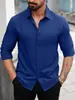 Camisa geométrica de manga larga elástica en cuatro direcciones para hombre, nueva, europea y americana, de Amazon, para venta transfronteriza