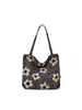 Bolso de lona de nuevo diseño con lunares, estampado de leopardo, patrón floral negro, bolso de compras grande para mujer, bolso de mano con estampado en el hombro texturizado