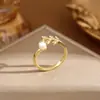 Anillo moda femenina personalidad acero de titanio no se decolora Joker lujo ligero doble capa anillo abierto alto sentido fabricantes venta al por mayor