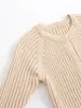 Cárdigan de Punto para Niños Estilo Nuevo, Color Sólido Canalé Estilo Primavera y Otoño, Cárdigan Suéter Unisex para Bebé, Prendas de Punto para Niños Cuello Redondo