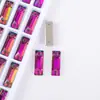 Cristal de Vidrio K9 Rectangular con Pedrería Cosida a Mano de Fondo Plano y Doble Agujero, Accesorios Hechos a Mano de Alta Calidad para Vestidos de Novia DIY