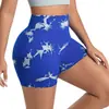 Shorts de Yoga de Cintura Alta com Estampa Tie-Dye Splash-Ink Estilo Europeu e Americano com Tecido Respirável e que Absorve a Umidade, Multicolor em Estoque, Shorts Esportivos Modeladores para Mulheres