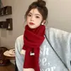 Bufanda Pequeña Fresca Japonesa y Coreana para Mujer Invierno Nueva Bufanda de Lana Tejida Cálida Estudiante Año Nuevo Rojo Regalo de Navidad