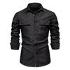 AIOPESON Camisas vaqueras 100% algodón para hombre, camisa vaquera gruesa de otoño de alta calidad para hombre, camisa vaquera informal con botones de color liso