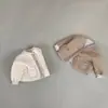 Ropa de otoño para niños estilo coreano, chaqueta de algodón con cuello en V para niños y bebés, top suave para niños