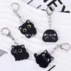 Novo Chaveiro de Gato de Desenho Animado 2D Transfronteiriço de Acrílico Fofo Pingente de Gato Preto para Mochila