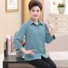 Camisa de jacquard con solapa de otoño para mamá, nueva camisa de manga larga para mujer, para abuelas de mediana edad y mayores, top de primavera y otoño
