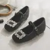 Zapatos Mary Jane para Mujer con Tacón Oculto, Estilo Francés, Adecuados para Usar con Faldas, Zapatos Peludos para Mujer, Calzado de Exterior, Zapatos Individuales con Forro de Lana para Mujer
