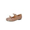 Zapatos Mary Jane de piel de vaca con lazo texturizado, súper suaves, planos, de punta redonda y suela suave de cuero para mujer, primavera de 2025