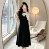 Vestido de punto de imitación de dos piezas estilo francés para mujer, nuevo otoño e invierno, ajuste ceñido, rejuvenecedor, vestido suéter de manga larga