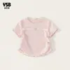Ropa para Niños Yingsibo Camiseta para Niños con Bordes Fruncidos, Tops de Color Sólido para Niños Mayores, Ropa de Verano, Manga Corta para Niñas